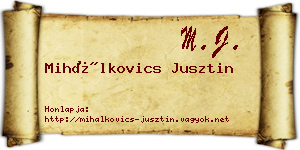 Mihálkovics Jusztin névjegykártya